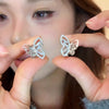 S925 Silver Butterfly Stud Earrings For Women Zircon Pearl Electroplated Light Luxury Niche Highend Minimalist Geometric