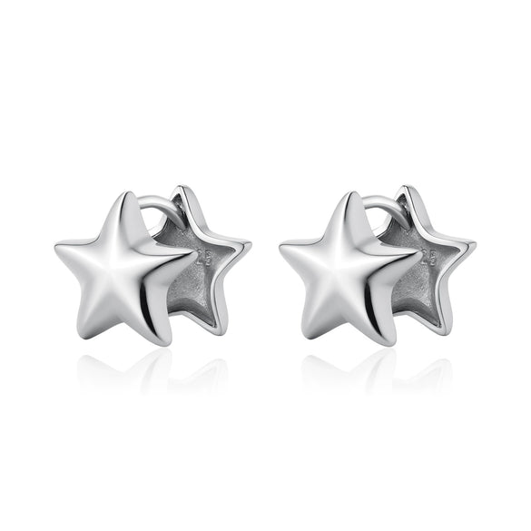 S925 Silver Doublesided Fivepointed Star Earrings Electroplated Minimalist Accessories For Women