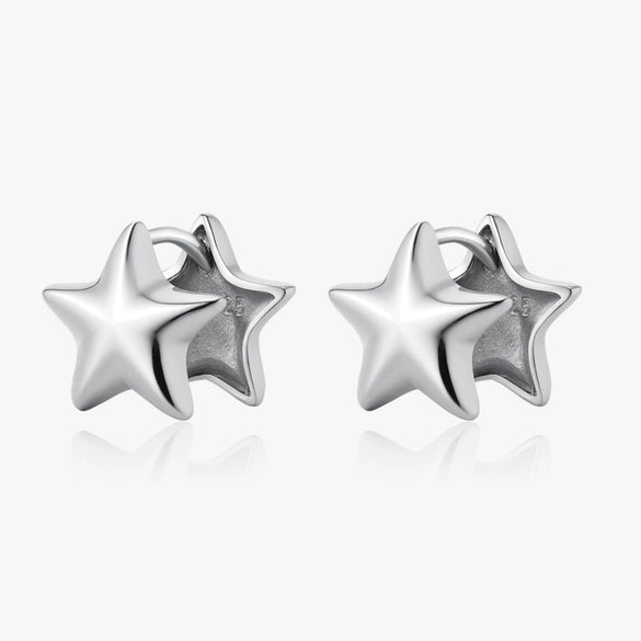 S925 Silver Doublesided Fivepointed Star Earrings Electroplated Minimalist Accessories For Women