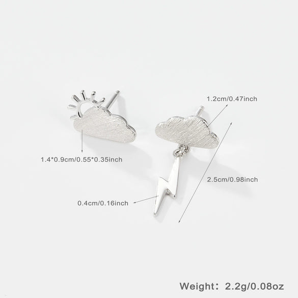 S925 Silver Earrings With Stars Clouds And Moon Geometric Fashion Electroplated For Women
