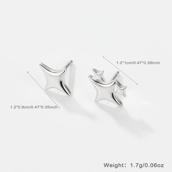 S925 Silver Earrings With Stars Clouds And Moon Geometric Fashion Electroplated For Women