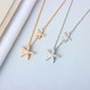 S925 Silver Electroplated Starfish Pendant Necklace With Cross Chain Light Luxury Simple Womens Gift Jewelry