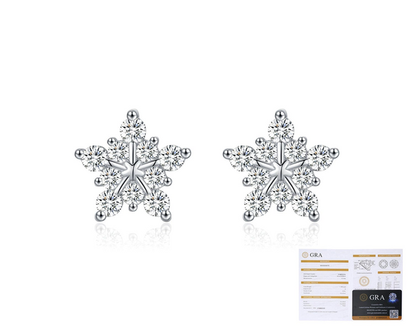 S925 Silver Fashion Light Luxury Girly Snowflake Flower Diamond Earrings For Women