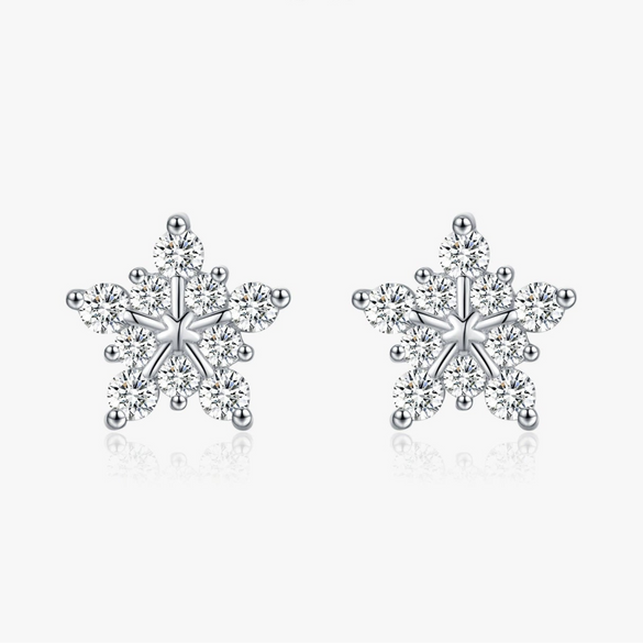 S925 Silver Fashion Light Luxury Girly Snowflake Flower Diamond Earrings For Women