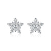 S925 Silver Fashion Light Luxury Girly Snowflake Flower Diamond Earrings For Women