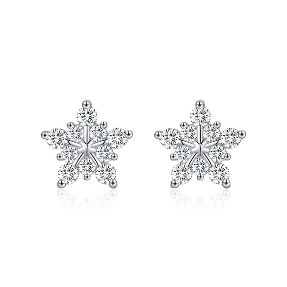 S925 Silver Fashion Light Luxury Girly Snowflake Flower Diamond Earrings For Women