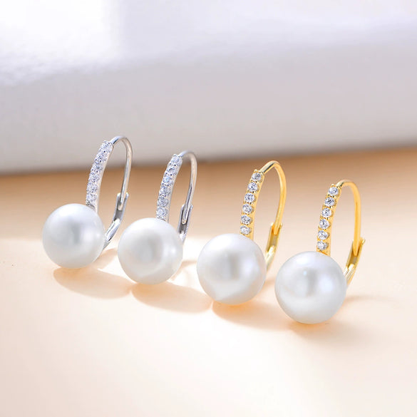 S925 Silver Freshwater Pearl Geometric Earrings Set With Pearls