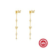 S925 Silver Geometric Butterfly Four Leaf Clover Tassel Stacked Earrings With Electroplating And Diamond Encrusted For Women