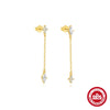 S925 Silver Geometric Butterfly Four Leaf Clover Tassel Stacked Earrings With Electroplating And Diamond Encrusted For Women