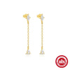 S925 Silver Geometric Butterfly Four Leaf Clover Tassel Stacked Earrings With Electroplating And Diamond Encrusted For Women