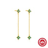 S925 Silver Geometric Butterfly Four Leaf Clover Tassel Stacked Earrings With Electroplating And Diamond Encrusted For Women