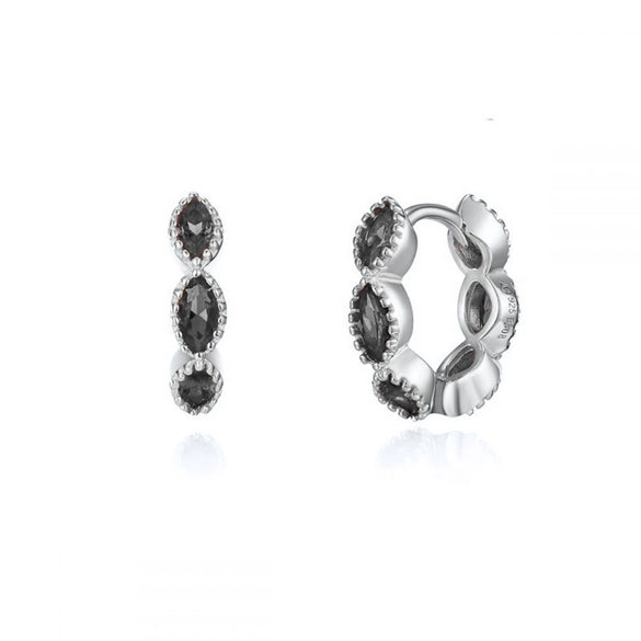 S925 Silver Geometric Horse Eye Multicolor Diamond Earring Ring Ear Buckle Light Luxury Wave Earrings