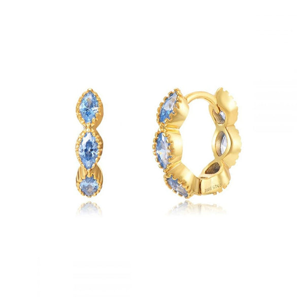 S925 Silver Geometric Horse Eye Multicolor Diamond Earring Ring Ear Buckle Light Luxury Wave Earrings