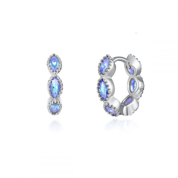 S925 Silver Geometric Horse Eye Multicolor Diamond Earring Ring Ear Buckle Light Luxury Wave Earrings