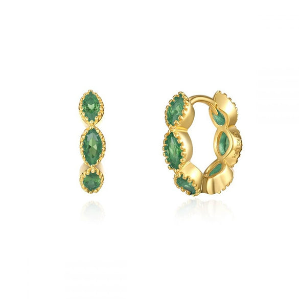 S925 Silver Geometric Horse Eye Multicolor Diamond Earring Ring Ear Buckle Light Luxury Wave Earrings
