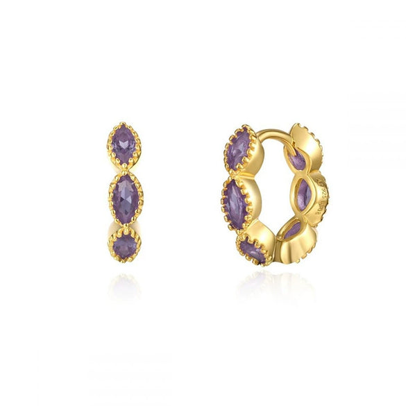 S925 Silver Geometric Horse Eye Multicolor Diamond Earring Ring Ear Buckle Light Luxury Wave Earrings