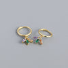 S925 Silver Geometric Mixed Color Zircon Electroplated Simple Ear Buckle Earrings For Women