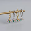 S925 Silver Geometric Mixed Color Zircon Electroplated Simple Ear Buckle Earrings For Women