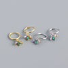 S925 Silver Geometric Mixed Color Zircon Electroplated Simple Ear Buckle Earrings For Women