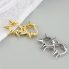 S925 Silver Geometric Punk Rivet Earrings For Women Electroplated Exaggerated Metal Ear Buckle Jewelry