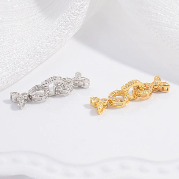 S925 Silver Gold Plated Pearl Horseshoe Buckle Handmade Diy Bracelet Necklace Removable Connecting Buckle