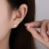S Silver Heart Shape Ear Stud Earrings Electroplated Light Luxury Minimalist All Match Sleeping Stud Earrings