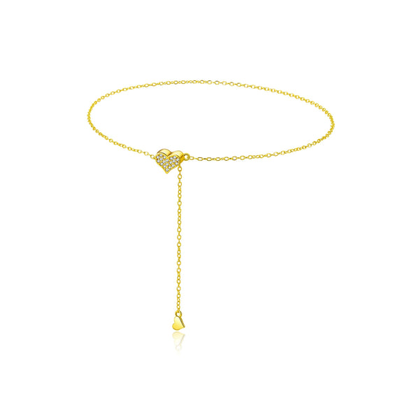 S925 Silver Heart Shaped Love Hanging Pull Adjusting Bracelet For Women With Electroplating Platinum 18K Gold Light Luxury Style