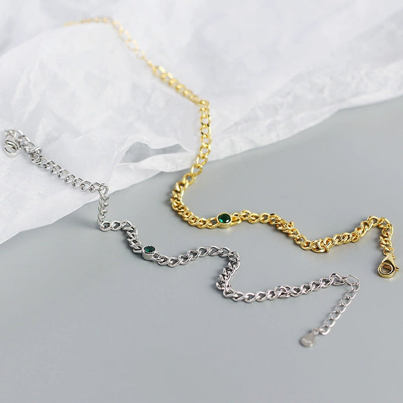 S925 Silver Heavy Metal Tank Chain Allmatch Bracelet With Geometric Style