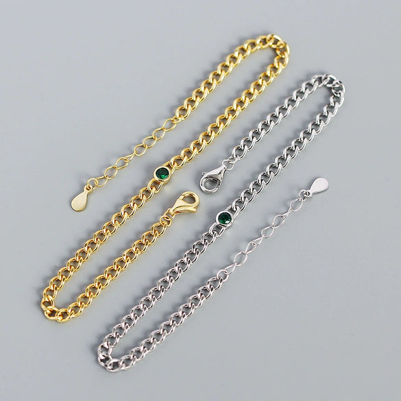 S925 Silver Heavy Metal Tank Chain Allmatch Bracelet With Geometric Style