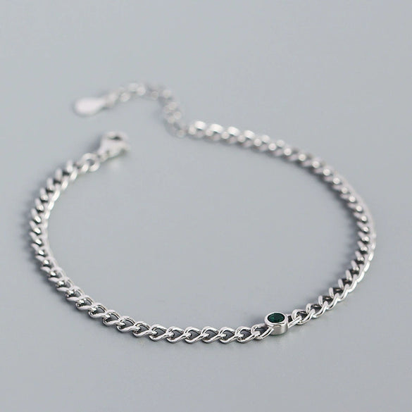 S925 Silver Heavy Metal Tank Chain Allmatch Bracelet With Geometric Style