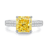 S925 Silver Ice Flower Cut Yellow Diamond Ring Light Luxury Drop Shape Design