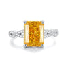 S925 Silver Ice Flower Cut Yellow Diamond Ring Light Luxury Drop Shape Design