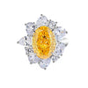 S925 Silver Ice Flower Cut Yellow Diamond Ring Light Luxury Drop Shape Design