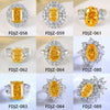 S925 Silver Ice Flower Cut Yellow Diamond Ring Light Luxury Drop Shape Design