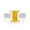 S925 Silver Ice Flower Cut Yellow Diamond Ring Light Luxury Drop Shape Design