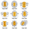 S925 Silver Ice Flower Cut Yellow Diamond Ring Light Luxury Drop Shape Design