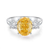 S925 Silver Ice Flower Cut Yellow Diamond Ring Light Luxury Drop Shape Design