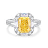 S925 Silver Ice Flower Cut Yellow Diamond Ring Light Luxury Drop Shape Design