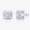 S925 Silver Imitation Amethyst Flower Cut Four Claw Diamond Earrings For Women