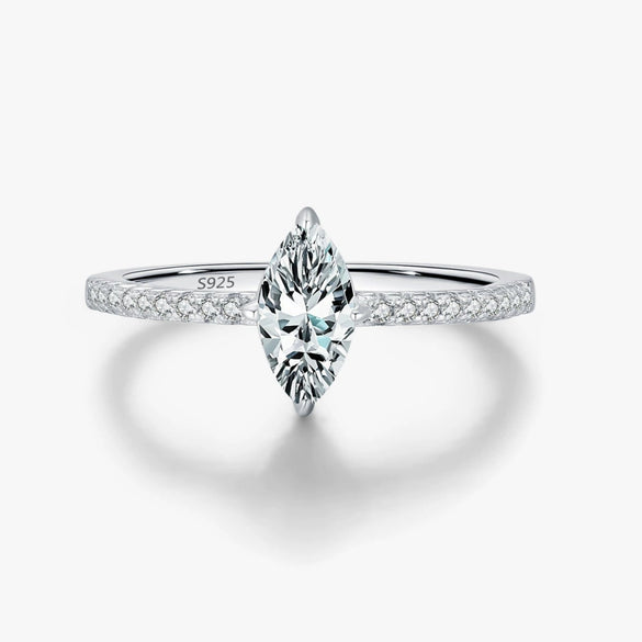 S925 Silver Light Luxury Row Diamond Simulation Diamond Ring With Rhombus Pattern Set With Diamonds For Women