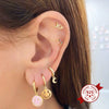 S925 Silver Microinlaid Colorful Zircon Cshaped Crescent Earrings