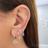 S925 Silver Microinlaid Colorful Zircon Cshaped Crescent Earrings