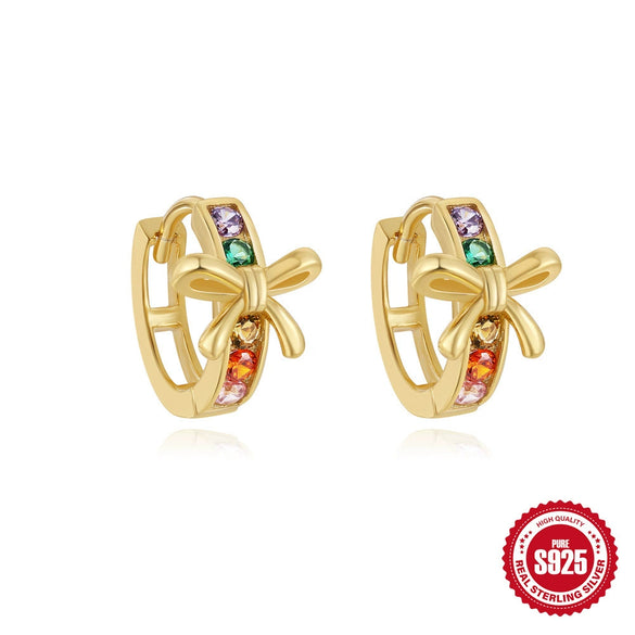 S925 Silver Mini Pearl Cshaped Earrings With Inlaid Zircon Simple And Versatile Chain Niche Design