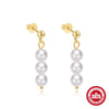 S925 Silver Mini Pearl Cshaped Earrings With Inlaid Zircon Simple And Versatile Chain Niche Design