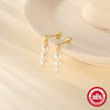 S925 Silver Mini Pearl Cshaped Earrings With Inlaid Zircon Simple And Versatile Chain Niche Design