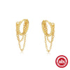 S925 Silver Mini Pearl Cshaped Earrings With Inlaid Zircon Simple And Versatile Chain Niche Design