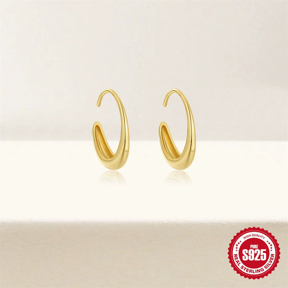 S925 Silver Mini Pearl Cshaped Earrings With Inlaid Zircon Simple And Versatile Chain Niche Design
