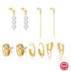 S925 Silver Mini Pearl Cshaped Earrings With Inlaid Zircon Simple And Versatile Chain Niche Design