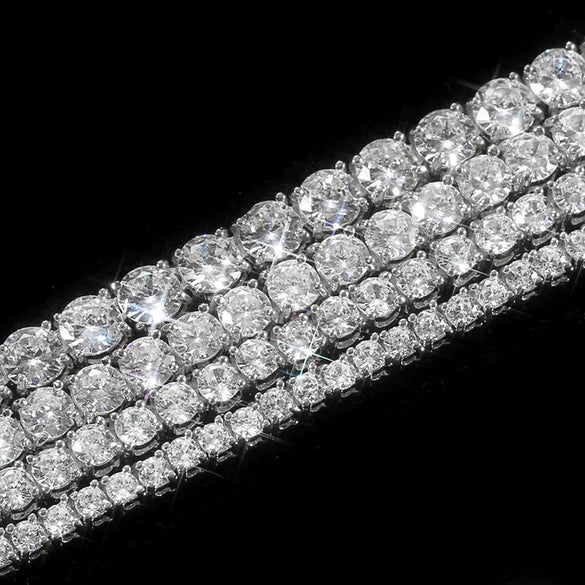 S925 Silver Moissanite Tennis Chain Bracelet And Hip Hop Necklace With Rhombus Geometric Letters Numbers Text Design