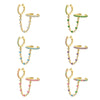 S925 Silver Needle Double Hoop Ear Clips With Diamond For Women Copper Geometric Gold Inlaid Earrings
